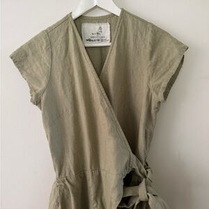 notPERFECTLINEN Sage Linen Wide Leg Jumpsuit